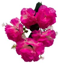 Миниатюра: Цветы искусственные Букет Гвоздика +зелень 5гол. 50см розовая+бел.середина 2526/50-3 @