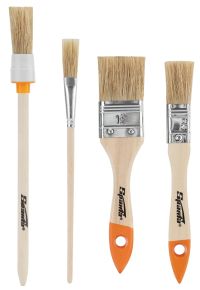 Миниатюра: Кисть малярная, НАБОР 4шт (плоские 20мм;38мм; круглая 20мм, для декора №11), натур.щетина, дер.ручки