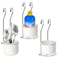 Миниатюра: Подставка для столовых приборов нерж. 10*13*25см, навесная круглая с пласт. поддоном