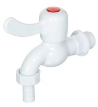 Миниатюра: Кран водоразборный 15мм, пласт. корпус, с гайкой и штуцером, флажок (20)@