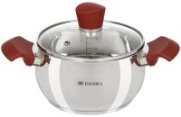 Миниатюра: Кастрюля нерж. 1,9л (16см), ст. крышка, пласт. ручки, индукция DANIKS