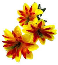 Миниатюра: Цветы искусственные Букет MAXI Гибискус 3гол. 60см желтый с оранж.серединой B-3-G-1@