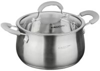 Миниатюра: Кастрюля нерж. 1,8л (16см), ст. крышка, силикон ручки, индукция Веста (4)