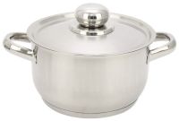 Миниатюра: Кастрюля нерж. 1,5л (16см), нерж. крышка и ручки, ТРС, индукция Славяна
