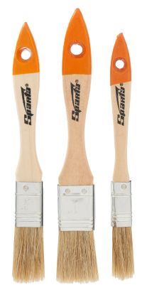 Миниатюра: Кисть малярная, плоская, НАБОР 3шт (15мм; 20мм; 25мм), натуральная щетина, дер. ручки Sparta