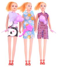 Миниатюра: Кукла пластиковая, набор 3шт (26см), простые - мягкий пластик, резиновая голова