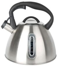 Миниатюра: Чайник нерж. 3л, курковый механизм со свистком, индукция, мерное окно, пласт. ручка RasheL