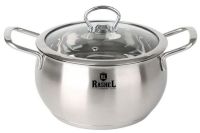 Миниатюра: Кастрюля нерж. 1,5л (16см), ст. крышка, нерж. ручки, индукция RASHEL
