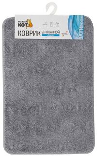 Миниатюра: Коврик для ванной комнаты полиэстер 40*60см, латексная основа Рыжий кот Pastel серый