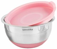 Миниатюра: Миска нерж. 1,7л, мерная шкала, пласт. крышка, противоскол. дно Servitta