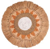 Миниатюра: Коврик сизаль 50*50см, плетеный круглый из бананового листа Солнышко