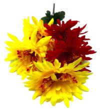 Миниатюра: Цветы искусственные Букет Астра Двухцв. 5гол. 51см красная+желтая 24-5-3@