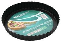 Миниатюра: Форма для выпечки сталь 24*3,5см (для пиццы, пирогов),  круглая, съемное дно, фигурный борт