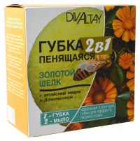 Миниатюра: Мочалка для тела пенящаяся 2в1 ЗОЛОТОЙ ШЕЛК в коробке