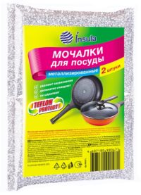 Миниатюра: Губка для посуды 2шт в метал. оплетке д/тефлона Insula Русалочка