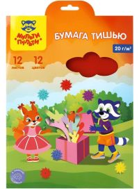 Миниатюра: Бумага тишью Мульти-Пульти А4, 12л.,12цв., 20г/м2, Приключения Енота