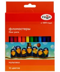 Миниатюра: Фломастеры 12цв. Гамма Мультики, смываемые, картон. упак., европодвес