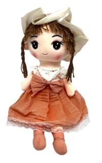 Миниатюра: Кукла мягкая в чепчике персик.44см  WW-45