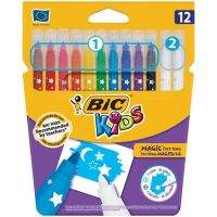 Миниатюра: Фломастеры 12цв.(10цв.+2стир) пиши-стирай, BIC