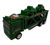 Миниатюра: Автовоз Военный (инерцион.) + 2погрузчика+2танка 28*13см/коробка 899-197
