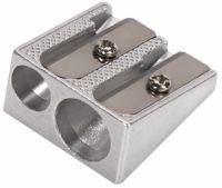 Миниатюра: Точилка BRAUBERG Style, металлическая клиновидная, 2 отверстия, в карт. коробке