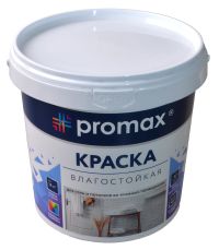 Миниатюра: Краска 1,5кг, акриловая, влагостойкая для стен и потолков PROMAX белая (8)