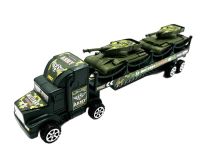 Миниатюра: Автовоз Военный (инерцион.) + 2 танка 32*10см / коробка  HF444-12
