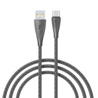 Миниатюра: Кабель для зарядки мобильного телефона разъем USB/USB-C, 100см, 3А, 18Вт BY Nylon Pro черный