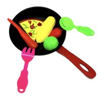 Миниатюра: Продукты 7 предметов (овощи,ягода) + сковорода + дуршлаг + вилка 28*16см сетка 930-5