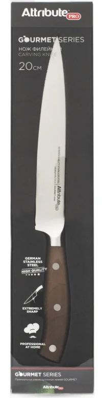 Миниатюра: Нож кухонный нерж. 20см (филейный), клепаная дер. ручка Attribute GOURMET