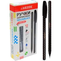 Миниатюра: Ручка масл. шар. deVENTE Чёрная с золотом синяя,игольч.,0,7мм,ультраглад.письмо,асс.