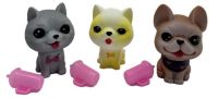 Миниатюра: Игрушки резиновые Кошечка+Собачка пищалка с бутылочкой 8см/пакет@