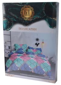 Миниатюра: КПБ 1,5 спальный (150*210см, 145*210см, 2шт 70*70см), полисатин 80гр в ассортименте @