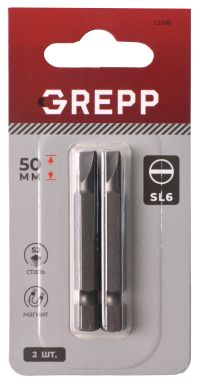Миниатюра: Набор бит 2шт (SL6*50мм), сталь S2 GREPP