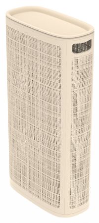 Миниатюра: Корзина для белья пласт. 60л (430*200*800мм), узкая, сборная, плетеная Лен слон. кость (1)