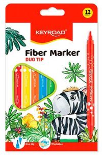 Миниатюра: Фломастеры двухстор. 12цв.-12шт. KEYROAD Duo Tip вент.колп.,2,0-4,0мм,карт.футл.