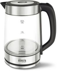 Миниатюра: Чайник эл. 2,0л 2000Вт,стекло+нерж Oasis