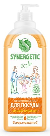 Миниатюра: Средство для мытья посуды 1000мл SYNERGETIC (дет. игрушек) Апельсин