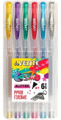 Миниатюра: Набор гел. ручек  6цв. deVENTE Cosmo Glitter с блёст.,1,0мм,прозр.корп.,пластик.короб.