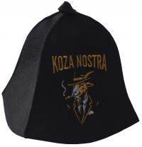 Миниатюра: Шапка для бани полушерсть KOZA NOSTRA (кОза нОстра) черная Символ года 2027