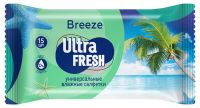 Миниатюра: Салфетки влажные 15шт Ultra Fresh Breeze (120)
