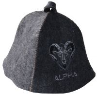 Миниатюра: Шапка для бани полушерсть ALPHA (Альфа) серая Символ года 2027