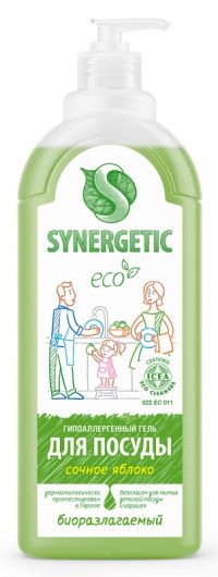Миниатюра: Средство для мытья посуды 1000мл SYNERGETIC (дет. игрушек) Яблоко