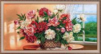Миниатюра: Картина гобелен 40*80см Пионы@